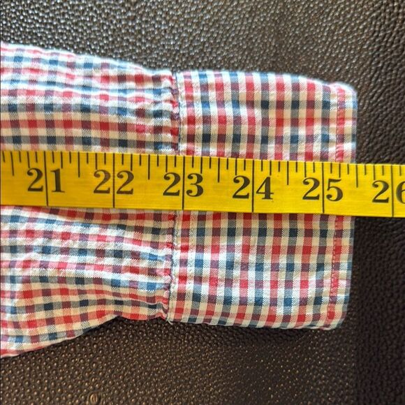 J. Crew Red and Blue Casual Seersucker Button Down Shirt size Medium - Picture 9 of 9
